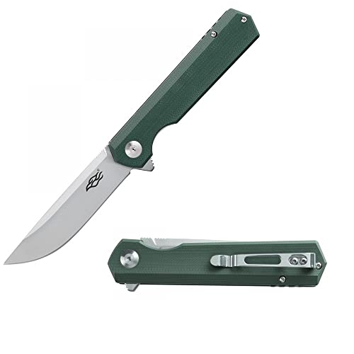GANZO Firebird FH11S-GB Taschenmesser D2 Stahlklinge Ergonomischer G10 Anti-Rutsch-Griff mit Clip Camping Angeln Jagd Ausrüstung Outdoor Flipper EDC Klappmesser (Grün) von Firebird