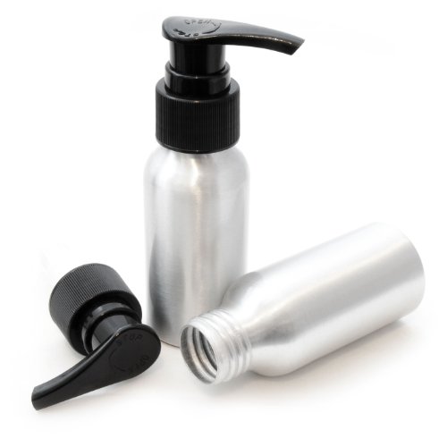 2er Set Aluminium Pumpe/Spender 50ml, Reise-Seifenspender mit schwarzem Aufsatz, Farbe: Silber - Marke Ganzoo von Ganzoo