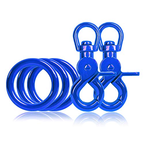 3 x O-Ring aus Stahl und 2 x Scheren-Karabiner Haken mit Dreh-Gelenk/Dreh-Kopf im Set, DIY Hunde-Leine/Hunde-Halsband, nichtrostend, Ideal mit Paracord 550, Farbe: Blau von Ganzoo