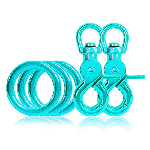 3 x O-Ring aus Stahl und 2 x Scheren-Karabiner Haken mit Dreh-Gelenk/Dreh-Kopf im Set, DIY Hunde-Leine/Hunde-Halsband, nichtrostend, Ideal mit Paracord 550, Farbe: Türkis von Ganzoo