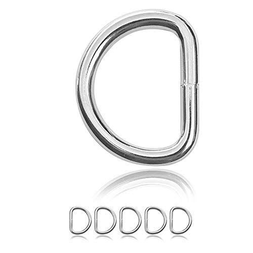 Ganzoo D - Ring aus Stahl, 5 Stück im Set, groß, 54mm x 44mm, Materialstärke 6mm, nichtrostend, Ideal in Verbindung mit Paracord 550, geschweißter Stahl, Farbe Silber Glanz, Marke von Ganzoo