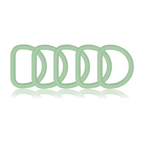 D-Ring aus Zink mit Silikon-Beschichtung 25mm, 5er Set, Materialstärke 4 mm, DIY Hunde-Halsband, nichtrostend, Ideal mit Paracord 550, Farbe: Pastell-Grün von Ganzoo