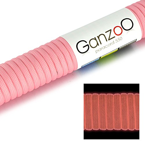 FLUORESZIEREND - Universell einsetzbares Survival-Seil aus reißfestem Parachute Cord/Paracord, 550lbs, Gesamtlänge 31 Meter (100 ft) Dieses Paracord Seil IST Nicht ZUM Klettern GEEIGNET! (Pink) von Ganzoo