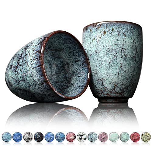 Ganzoo Kaffee Becher Keramik, Design Kaffee -Tasse ohne Henkel 200ml, Tee -Tasse 2er Set, coffee mug, tea cup, Tasse mit modernem Muster, bunte Unikate samoa von Ganzoo