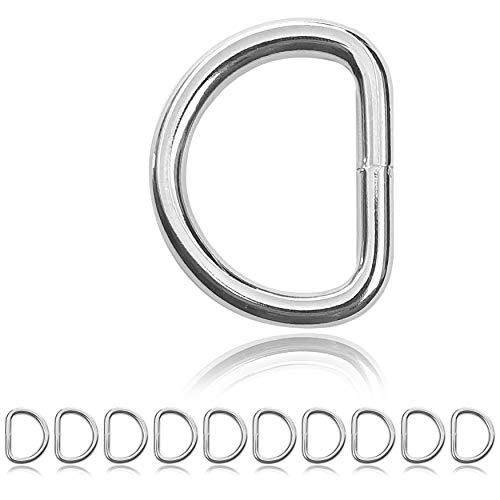 Ganzoo 10er Set D Ring aus Zinkdruckguss, 50mm x 41mm, Materialstärke 6mm, nichtrostend, Ideal in Verbindung mit Paracord 550 zu verarbeiten, geschweißt, Farbe Silber Glanz von Ganzoo