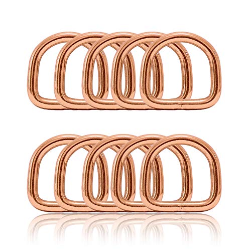 Ganzoo D - Ring aus Stahl, 10er Set, Innenmaß 15mm, Materialstärke 3mm, DIY Hunde-Halsband, nichtrostend, geschweißt, Ideal mit Paracord 550, Farbe Rose-Gold von Ganzoo