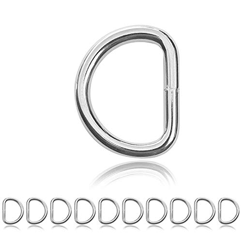Ganzoo D - Ring aus Stahl, 10er Set, Materialstärke 5 mm, DIY Hunde-Halsband, nichtrostend, Ideal mit Paracord 550, Farbe Silber von Ganzoo
