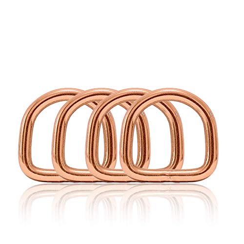 Ganzoo D - Ring aus Stahl, 4er Set, Innenmaß 15mm, Materialstärke 3mm, DIY Hunde-Halsband, nichtrostend, geschweißt, Ideal mit Paracord 550, Farbe Rose-Gold von Ganzoo