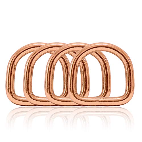 Ganzoo D - Ring aus Stahl, 4er Set, Innenmaß 21mm, Materialstärke 4mm, DIY Hunde-Halsband, nichtrostend, geschweißt, Ideal mit Paracord 550, Farbe Rose-Gold von Ganzoo