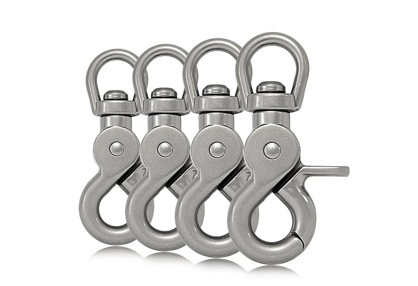 Ganzoo Karabiner 4er Set Karabiner-Haken mit Drehgelenk für Hunde-Leine, Stahl 61mm von Ganzoo