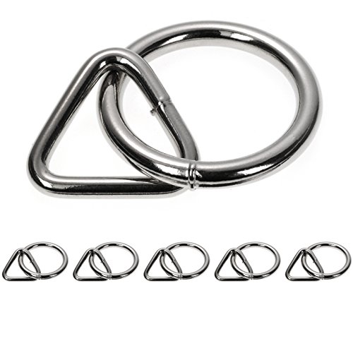 Ganzoo O - Ring mit Triangel, Stahl-Ring/Dreieck, Stärke 5mm, nichtrostend, Ideal mit Paracord 550, geschweißt, Farbe Chrom Silber Glanz, Marke von Ganzoo