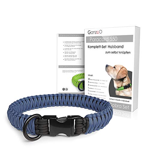 Ganzoo Paracord 550 Hunde-Halsband Set selbst knüpfen, Bastelset, DIY Geschenk (Navyblue) von Ganzoo