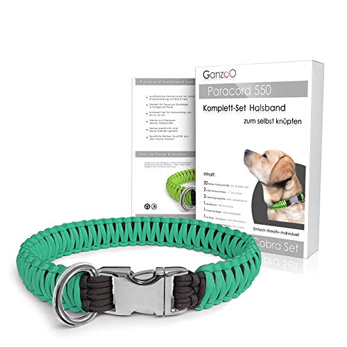 Ganzoo Paracord 550 Hunde-Halsband Set selbst knüpfen, Bastelset, DIY Geschenk (Türkis) von Ganzoo