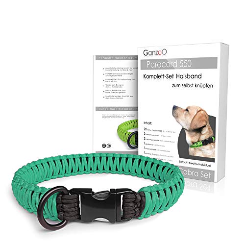 Ganzoo Paracord 550 Hunde-Halsband Set selbst knüpfen, Bastelset, DIY Geschenk (Türkis) von Ganzoo