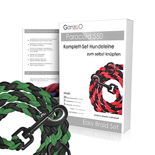 Ganzoo Paracord 550 Hunde-Leine Set selbst knüpfen, Bastelset, DIY Geschenk (Grasgrün) von Ganzoo