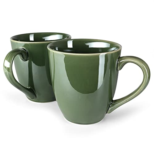 Kaffee Tasse Keramik, Design Kaffee-Becher mit Henkel 300ml, Tee-Tasse 2er Set, coffee mug, tea cup, Tasse im modernem Stil (Grün) von Ganzoo