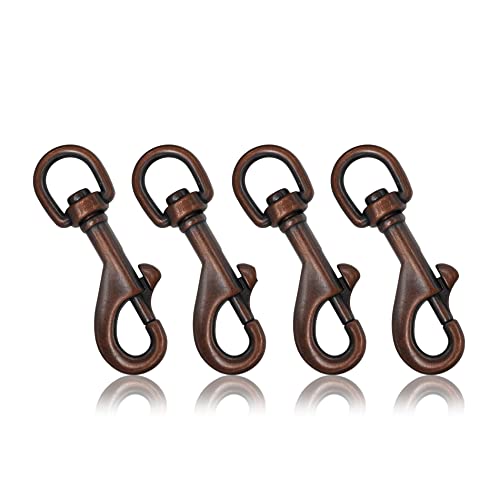 Ganzoo © Karabiner-Haken mit Drehgelenk, 4 Stück im Set, Bolzen-Karabiner für Hundehalsband, Stahl-Karabiner 75mm, für Paracord 550 Hunde-Leine, Schnapp-Karabiner Drehkopf, Zinklegierung, Farbe Kupfer von Ganzoo