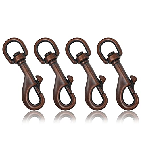 Ganzoo © Karabiner-Haken mit Drehgelenk, 4 Stück im Set, Bolzen-Karabiner für Hundehalsband, Stahl-Karabiner 85mm, für Paracord 550 Hunde-Leine, Schnapp-Karabiner Drehkopf, Zinklegierung, Farbe Kupfer von Ganzoo