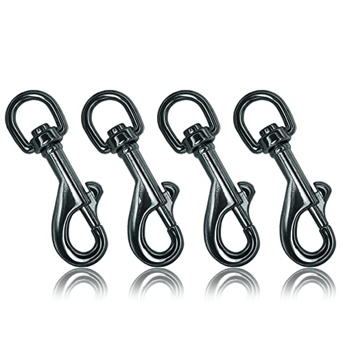 Ganzoo © Karabiner-Haken mit Drehgelenk, 4 Stück im Set, Bolzen-Karabiner für Hundehalsband, Stahl-Karabiner 85mm, für Paracord 550 Hunde-Leine, Schnapp-Karabiner Drehkopf, Zinklegierung, Farbe Titan von Ganzoo