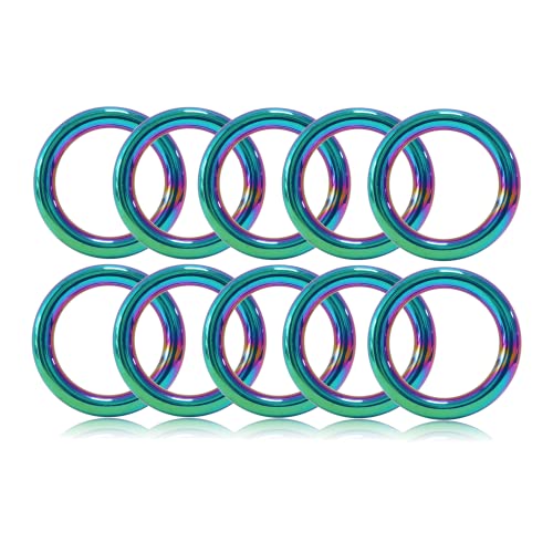 O - Ring aus Druckguss 25mm, 10er Set, DIY Hunde-Leine/Hunde-Halsband, nichtrostend, Ideal mit Paracord 550, geschweißt, Farbe: Regenbogen/Rainbow von Ganzoo