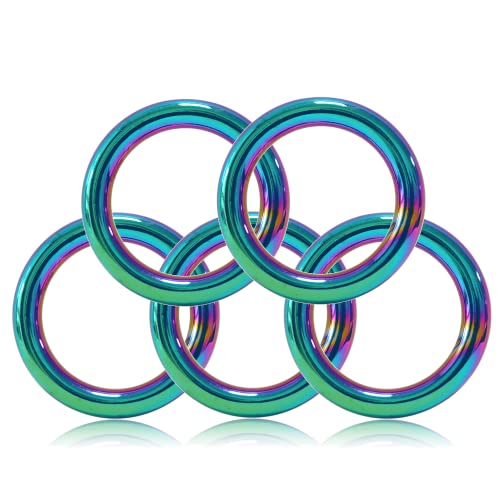 O - Ring aus Druckguss 25mm, 5er Set, DIY Hunde-Leine/Hunde-Halsband, nichtrostend, Ideal mit Paracord 550, geschweißt, Farbe: Regenbogen/Rainbow von Ganzoo