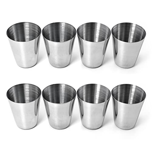 Shot-Becher Edelstahl 25ml im 8er Set, Shots Cups Schnaps-Becher, Shot-Gläser unzerbrechlich, Stamperle, Edelstahlbecher/Espressobecher/Trinkbecher/Flachmann tragbar von Ganzoo