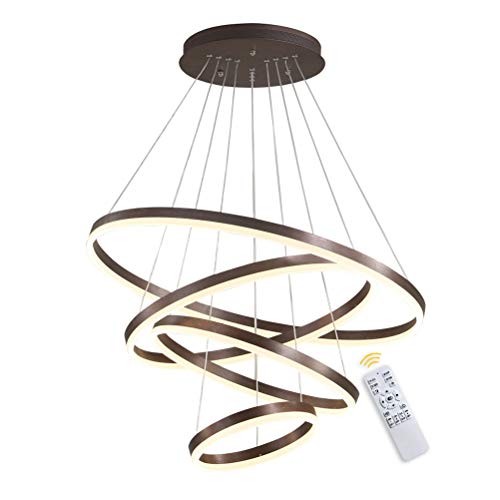 4-Ring LED-Hängelampe Dimmbar Braun Kronleuchter 108W LED-Ringleuchte Lampe Moderne LED-Hängeleuchte Rund Ring-Pendelleuchte mit Fernbedienung,Esszimmer Design Lampe Wohnzimmer Leuchte,20+40+60+80CM von GaoHX