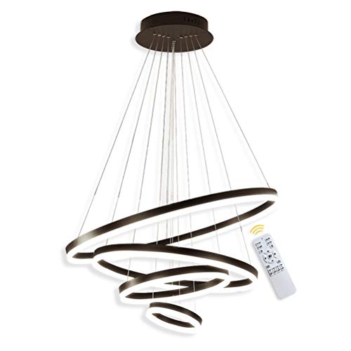 4-Ring LED-Hängelampe Dimmbar Schwarz Kronleuchter 108W Ringleuchte Moderne Hängeleuchte Rund Pendelleuchte Mit Fernbedienung, Esszimmer Design Wohnzimmer Leuchte, 20+40+60+80CM 4-Ring LED-Hängelampe Dimmbar Schwarz Kronleuchter 108W Ringleuchte Moderne Hängeleuchte Rund Pendelleuchte Mit Fernbedienung, Esszimmer Design Wohnzimmer Leuchte, 20+40+60+80CM von GaoHX