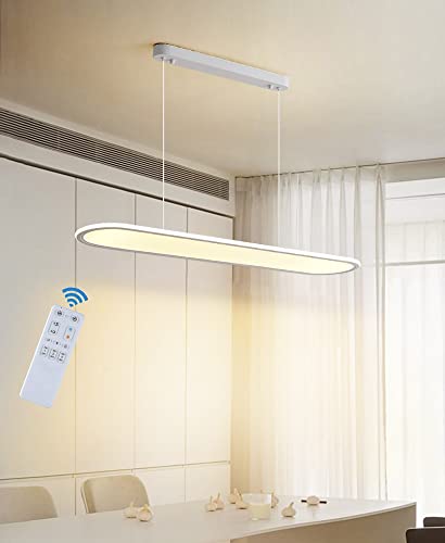 72W Dimmbare LED Pendelleuchte Esstischlampe Esstisch Weiß Hängelampe Moderne Hängeleuchte mit Fernbedienung LED Pendellampe Höhenverstellbar Kronleuchter Lampe für Wohnzimmer Büro Esszimmer Küche von GaoHX