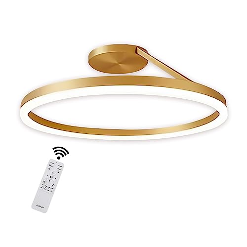 Deckenlampe LED Deckenleuchte Rund, Moderne Deckenlampe aus Metall, Wohnzimmerlampe Dimmbar mit Fernbedienung mit 1 Ringen Design aus Acryl Lampe für Schlafzimmer Büro Küche (Color : Gold, Size : 40 von GaoHX