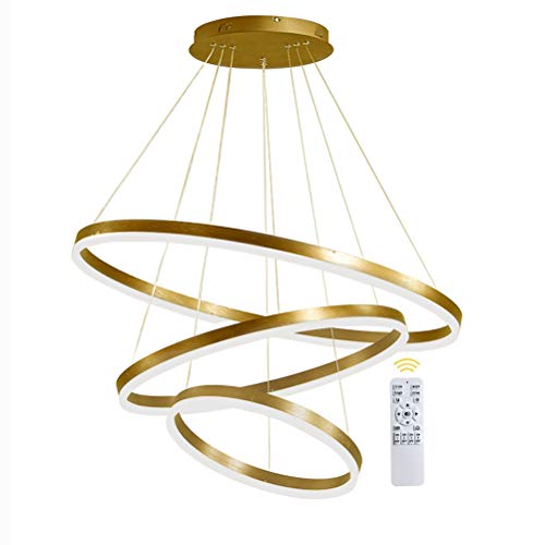 GaoHX 3-Ring LED-Hängelampe Dimmbar Gold Kronleuchter 68W LED-Ringleuchte Lampe Moderne LED-Hängeleuchte Rund Ring-Pendelleuchte mit Fernbedienung,Esszimmer Design Lampe Wohnzimmer Leuchte,20+40+60CM GaoHX 3-Ring LED-Hängelampe Dimmbar Gold Kronleuchter 68W LED-Ringleuchte Lampe Moderne LED-Hängeleuchte Rund Ring-Pendelleuchte mit Fernbedienung,Esszimmer Design Lampe Wohnzimmer Leuchte,20+40+60CM von GaoHX