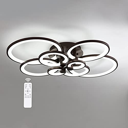 GaoHX Moderne LED Deckenlampe Dimmbar 3000K-6000K mit Fernbedinung, 8 Ringe Rund 89W LED Deckenleuchte für Kinderzimmer Wohnzimmer Schlafzimmer Büro Esszimmer Küche schwarz Kronleuchter, L94*W83cm GaoHX Moderne LED Deckenlampe Dimmbar 3000K-6000K mit Fernbedinung, 8 Ringe Rund 89W LED Deckenleuchte für Kinderzimmer Wohnzimmer Schlafzimmer Büro Esszimmer Küche schwarz Kronleuchter, L94*W83cm von GaoHX