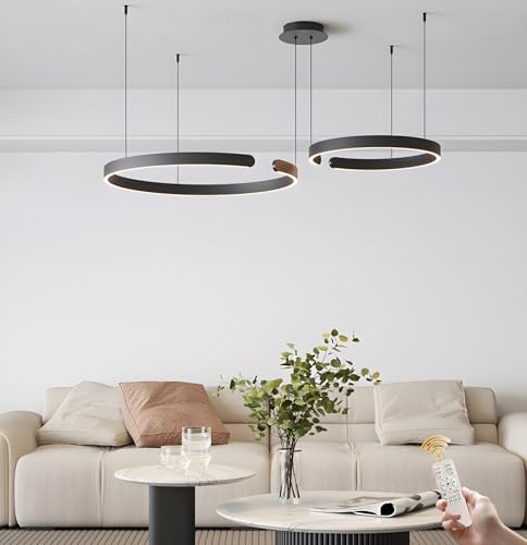 GaoHX Ringe LED Pendelleuchte, Runde Pendellampe, Hängelampe Moderne Dimmbar Pendelleuchte, Wohnzimmerlampe Ringe Hängelampe Esstisch Hängeleuchte Wohnzimmer Kronleuchter Esszimmerlampe(Nero,40+60cm) GaoHX Ringe LED Pendelleuchte, Runde Pendellampe, Hängelampe Moderne Dimmbar Pendelleuchte, Wohnzimmerlampe Ringe Hängelampe Esstisch Hängeleuchte Wohnzimmer Kronleuchter Esszimmerlampe(Nero,40+60cm) von GaoHX