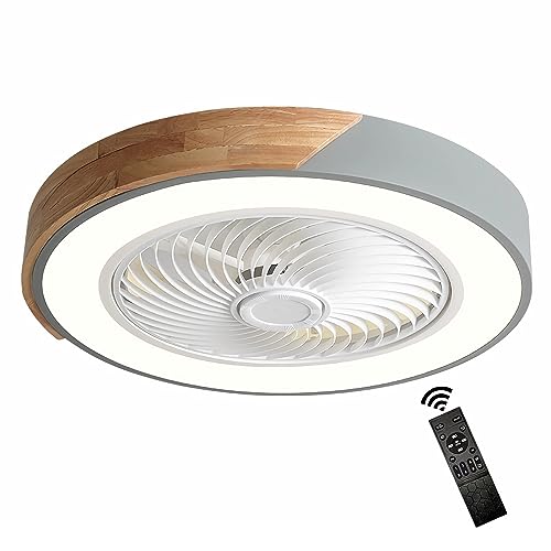 Holz Deckenventilator mit Beleuchtung LED Licht, Moderne Invisible Fan Deckenleuchte Dimmbar mit Fernbedienung, Timer Leise Ventilator lampe, Deckenlampe für Wohnzimmer Schlafzimmer Kinderzimmer ( Col von GaoHX