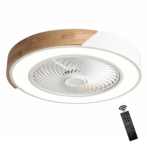 Holz Deckenventilator mit Beleuchtung LED Licht, Moderne Invisible Fan Deckenleuchte Dimmbar mit Fernbedienung, Timer Leise Ventilator lampe, Deckenlampe für Wohnzimmer Schlafzimmer Kinderzimmer ( Col von GaoHX