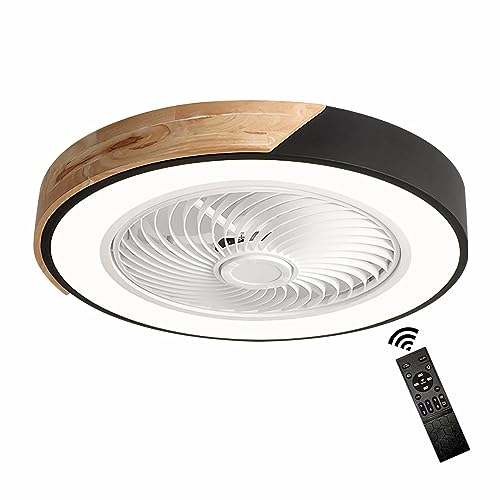 GaoHX Holz Deckenventilator mit Beleuchtung LED Licht, Moderne Invisible Fan Deckenleuchte Dimmbar, Timer Leise Ventilator lampe, Deckenlampe für Wohnzimmer Schlafzimmer Kinderzimmer von GaoHX