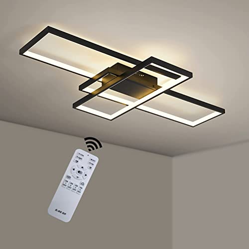 LED Deckenleuchte, dimmbare Deckenlampe aus Metall in Aluminium, Fernbedienung, Wohnzimmerlampen Moderne Chic Designer-Lampe Decke Leuchen Pendelleuchte für Esszimmer Schlafzimmer Küche Flur Lampe von GaoHX