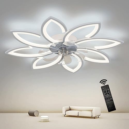 LED Deckenventilator mit Beleuchtung, Modern Dimmbar 3000K-6500K Deckenleuchte Mit Ventilator und Fernbedienung, Leise Reversibel Deckenventilator Mit Lampe Für Wohnzimmer Schlafzimmer Esszimmer von GaoHX