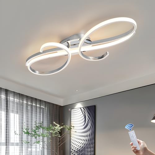 Moderne LED Deckenleuchte Dimmbar Mit Fernbedienung - Creative Design Deckenbeleuchtung für Wohnzimmer, Schlafzimmer, Esszimmer, Küche (Chrome, 100cm) von GaoHX