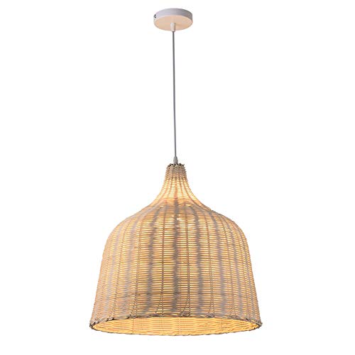 Vintage Hängeleuchten Natürlichen Bambus Rattan Handgewebten Pendellampe Kreatives Design Hängelampe E27 Kronleuchter für Restaurant Teestube Schlafzimmer Wohnzimmer Garten Café Pendelleuchten von GaoHX