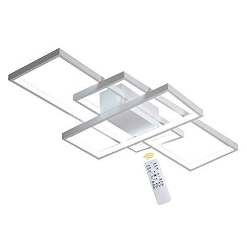 Wohnzimmerlampe Modern 80W LED Decke Dimmbar Acryl Lampenschirm Deckenleuchte Weiß Chic Eckig Designer-Lampe Esstischlampe Mit Fernbedienung Deckenlampe für Pendelleuchte Küche Flur Leuchten, 90cm von GaoHX