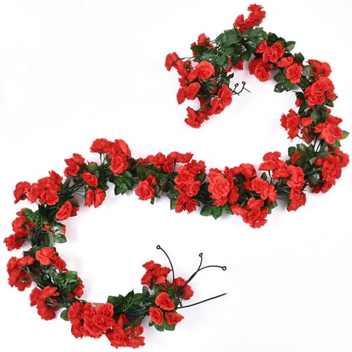 2er-Pack 180 cm/5,9 Fuß Künstliche Rosenranken, Künstliche Rosengirlanden, Künstliche Rosen Zum Aufhängen, Zuhause, Hotel, Büro, Hochzeit, Party, Garten, Deko (69 Blumen)(Color:A) von GaoYIYI