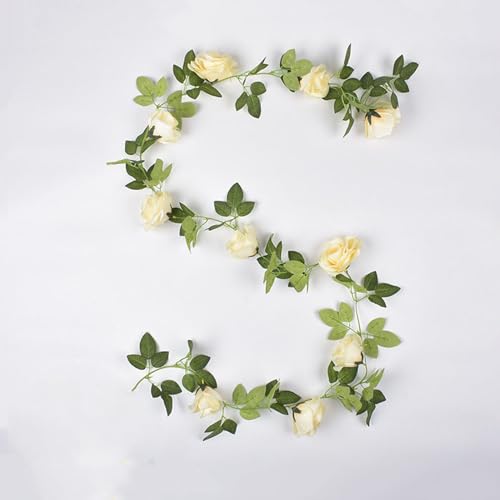 2er-Pack 230 cm/7,54 Fuß Künstliche Rosenranken, Künstliche Rosengirlanden, Künstliche Rosen Zum Aufhängen, Zuhause, Hotel, Büro, Hochzeit, Party, Gartendeko (10 Blumen)(Color:F) von GaoYIYI