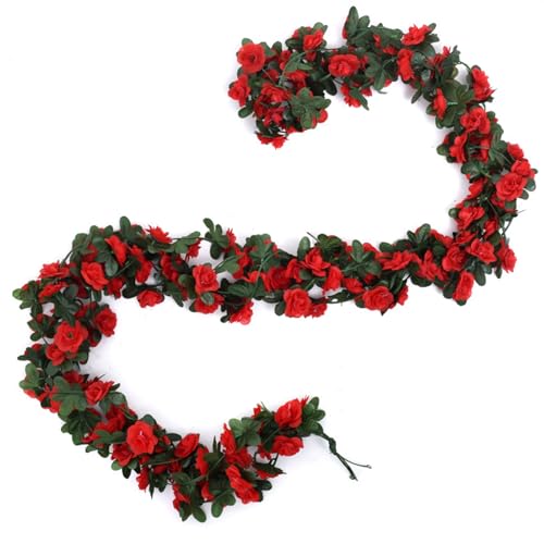 2er-Pack 240 cm/7,87 Fuß Künstliche Rosenranken, Künstliche Rosengirlanden, Künstliche Rosen Zum Aufhängen, Zuhause, Hotel, Büro, Hochzeit, Party, Gartendeko (45 Blumen)(Color:A) von GaoYIYI