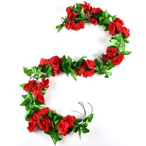 3er-Pack 240 cm/7,87 Fuß Künstliche Rosenranken, Künstliche Rosengirlanden, Künstliche Rosen Zum Aufhängen, Zuhause, Hotel, Büro, Hochzeit, Party, Gartendeko (9 Blumen)(Color:A) von GaoYIYI
