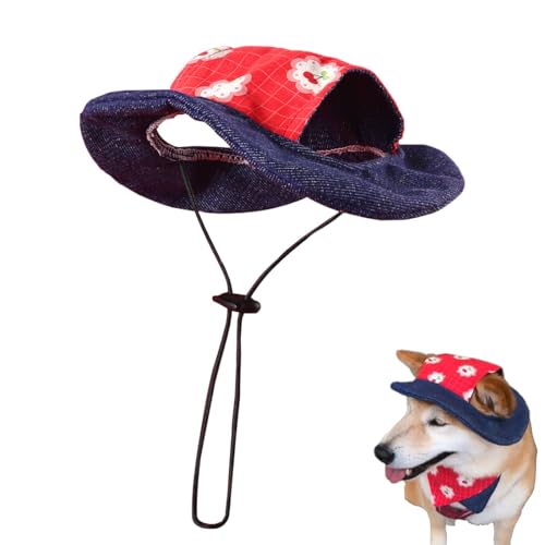 Gaodercha 1Pc Hund Baseball Hut Prinzessin Hund Eimer Hut mit Ohr Löcher Atmungsaktiv Haustier Visor Cap Outdoor Travel Sun Protection Haustier Hut für kleine mittlere und große Hunde (Kirsche, S) von Gaodercha