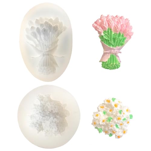 Gaodercha 2pcs Blume Silikon Form 3D Daisy Blume Silikon Form Harz Kerze Formen Rose Sträuße Dekoration für Kerzenherstellung, Kuchen Dekoration, Seife, Süßigkeiten Ton Lotion Bar Wachs DIY Handwerk von Gaodercha