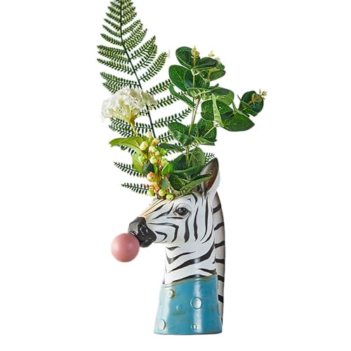 Blowing Bubble Art Vase, Tiergesichts-Vase, Moderne Wohndekor-Vase (Keine Pflanzen) – Zebra von Gaolinci