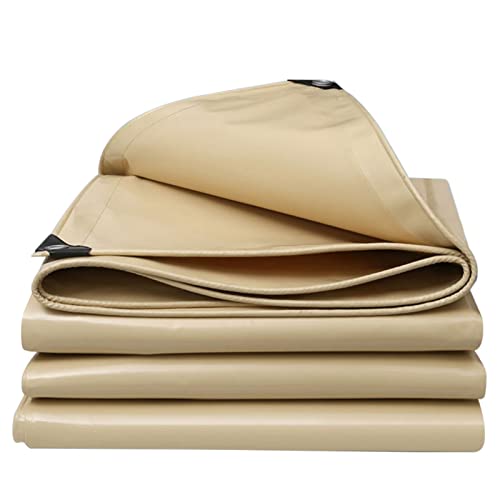 Gaommini Beige strapazierfähige Plane wasserdicht 4 x 4 m 0,45 mm dick Abdeckplane für Möbel Camping Garten Bodenplane Überdachungszelt mit Ösen (Size : 4x5m) von Gaommini