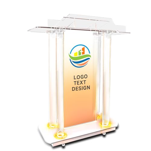 Kirchen kanzel, 118.5cm Transparenter Acryl Rednerpult mit Rädern, Zylindrisches Stehpulte klares Rednerpult mit vertikaler Leseplattform für Kirchen,118.5cm x 90cm x 45 cm (1, Maßgeschneidert B) von Gaonala